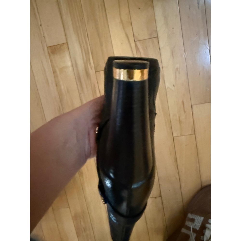 Tory Burch Whitney Black Leather Logo Medallion Platform Ankle Boots 6M - Picture 7 of 12